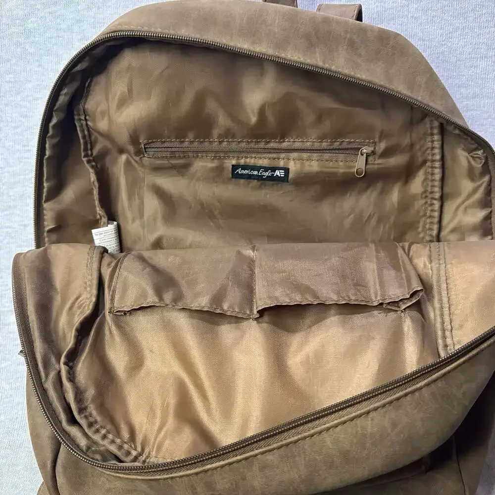 American Eagle Brown Faux Leather Backpack